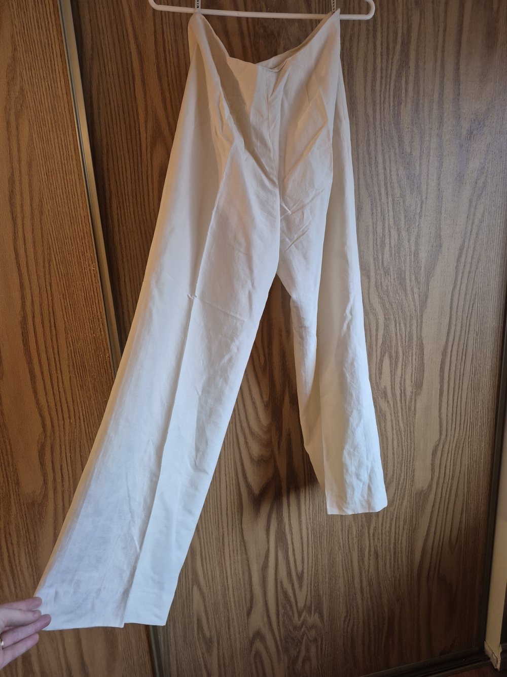 Ivory Linen High-Waist Wide Leg Pants